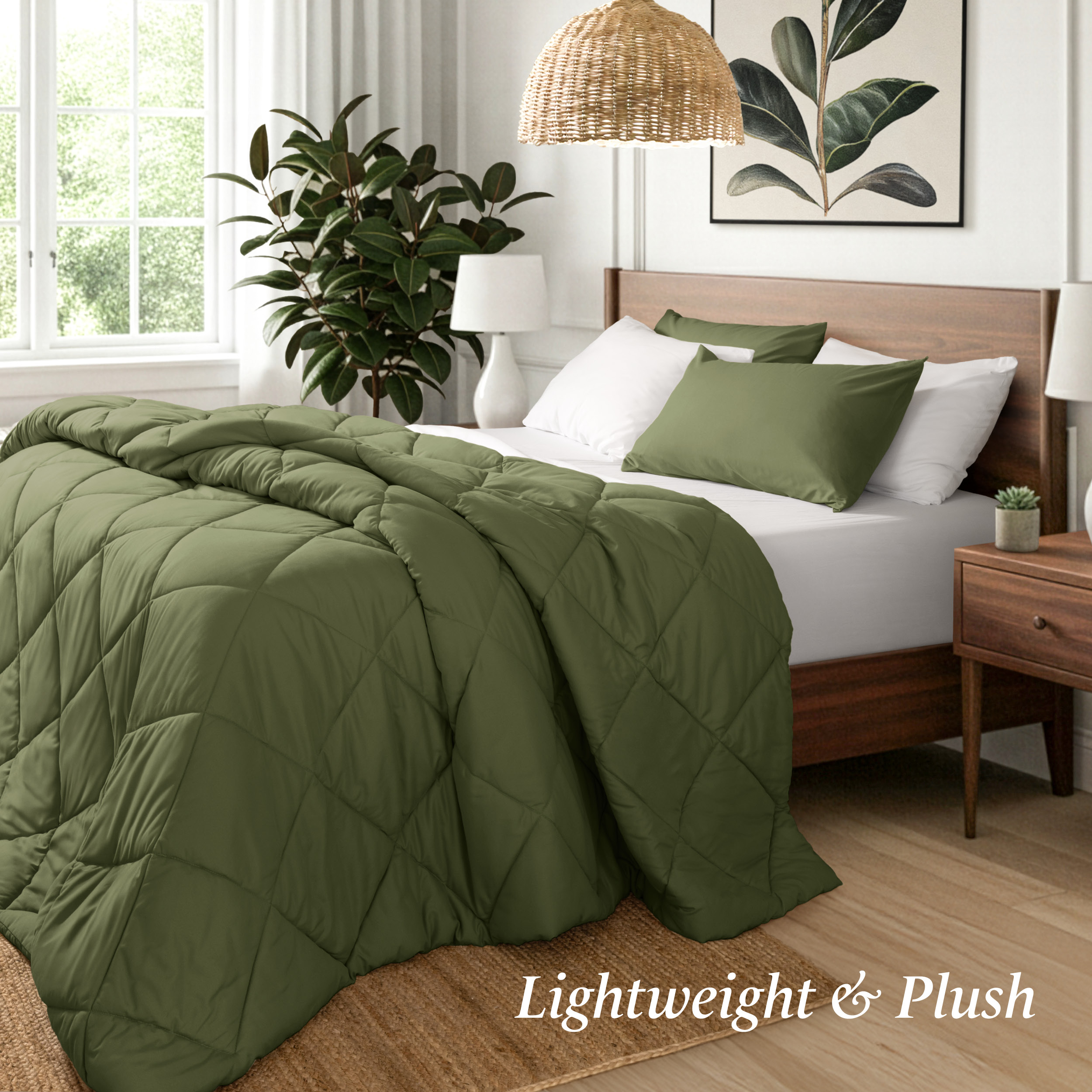 Ivy Union Comforter Set - Diamond Stitch - Easy Care Ultra - Soft Microfiber - All Season Warmth - Bedding Comforter Set - Cal King - Cypress