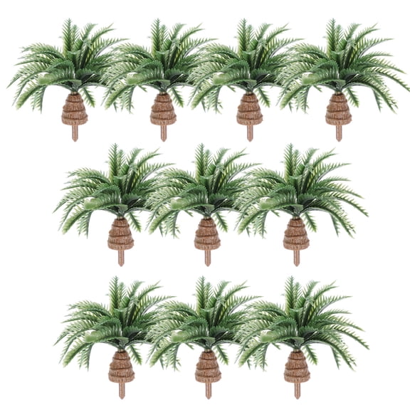 OUNONA 10Pcs Realistic Green Artificial Palm Trees for Tropical Scene Landscape Decor