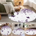 thumbnail image 5 of Round Rugs 3 Ft, Purple Spring Botanical Non Slip Area Rugs for Kitchen Bedroom Entryway, Weeping Eucalyptus Butterfly Washable Carpet Runner Rug Floor Mats for Bedroom Home Decor, 5 of 8
