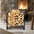 thumbnail image 3 of Patiojoy Support de Rangement en Bois pour Extérieur en Acier Robuste de 2 Pieds pour Bûches de Bois Noir, 3 of 7