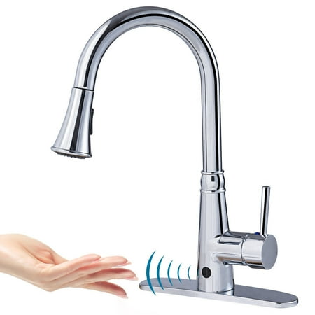 Costway Motion Sense Touchless Kitchen Faucet Pull-Down Single Handle Dual Spray (Best German Faucet Brands)