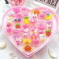 thumbnail image 1 of 36 pcs Little Girl Adjustable Resin Rings in Box Flowers Fruits Animals Rings set with Heart Shaped box, 1 of 6