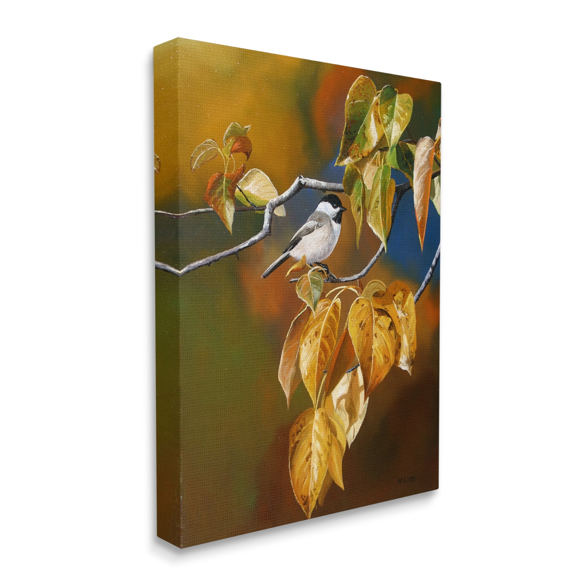 Stupell Industries Bird Perched in Nature Animals & Insects Painting Gallery Wrapped Canvas Print Wall Art, 36 x 48