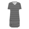 thumbnail image 4 of TQWQT Womens Tunic Tops with Pockets Long Shirts for Legging Plus Size T-Shirts V Neck Short Sleeve Oversized Striped Print Long Tops Summer Tops, 4 of 5