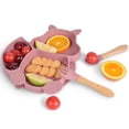 thumbnail image 4 of EclipseJewels 9-Piece Squirrel Themed Silicone Dining Set, Includes Divided Plate, Bowl, Bib, Straw Cup, Spoons, Forks, and Teether, Complete Feeding Kit for Beginners and Families,Green, 4 of 5
