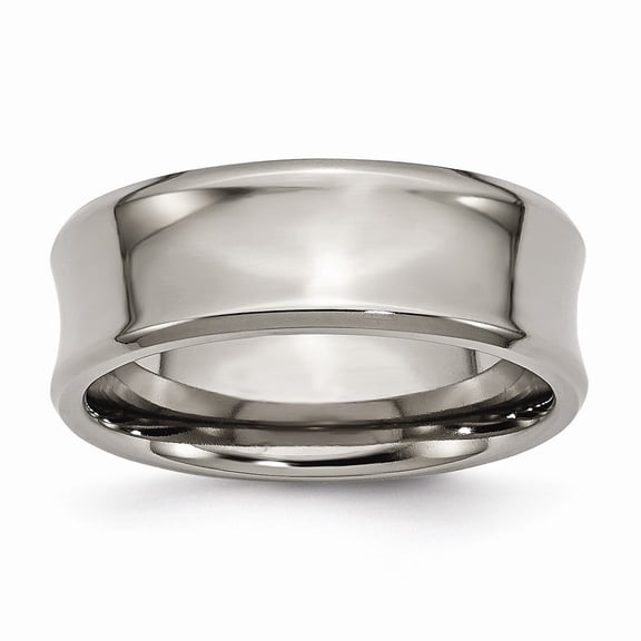 Titanium Concave 8mm Polished Band Ring - Size 13.5