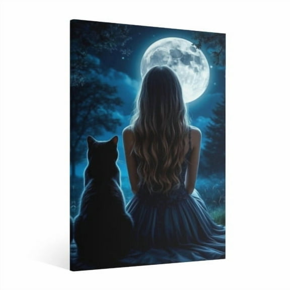 Vintage Halloween WitchCanvas Wall Art Painting, Horror Creepy Dark Poster, Halloween Gothic Artwork Picture Print Decor, Spooky Ghost Wall Decor for Bar Living Room Bedroom Party Framed