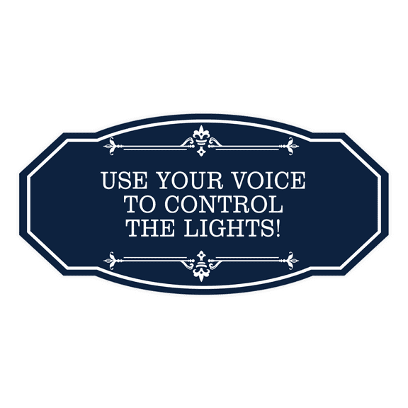 Signs ByLITA Victorian Use Your Voice To Control The Lights! Airbnb Sign (Navy Blue / White) - Large