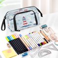thumbnail image 5 of Fish Mouth Pencil Bag 9.45*3.74*5.9 Inches Pencil Bag Pencil Case Pencil Box Makeup Bag Suitable for Office and Study Cartoon Cartoon Red Lighthouse, 5 of 7