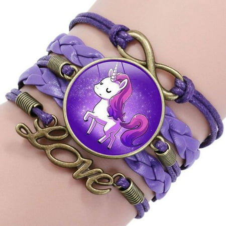 AkoaDa Unicorn Necklace Bracelet Time Gem Braided Bracelet Handmade  Charm for Girls Best Friend Woman Kids