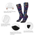 thumbnail image 3 of Xecao Multicolor Bowling print thigh-high socks, crafted for both men and women with a stretchy, high-opaque design perfect for daily wear, 3 of 6