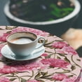 thumbnail image 3 of Ambesonne Peony Fitted Round Tablecloth, Delicate Boho Flowers Print, 56"- 60" Diameter, Pastel Pink Peacock Green, 3 of 5