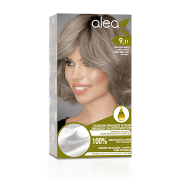 Alea Permanent Hair Color Cream Kit #9.11 Intense Extra Light Ash Blond - Rubio Extra Claro Ceniza Intenso | Enriched with Nutritive Oils 100% Gray Cover