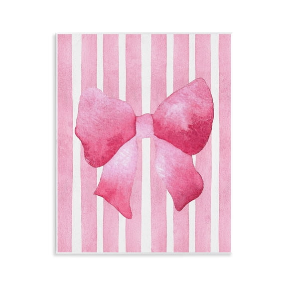 Stupell Industries Chic Bow on Pink Stripes Wall Plaque Art, design by Camila Juncos