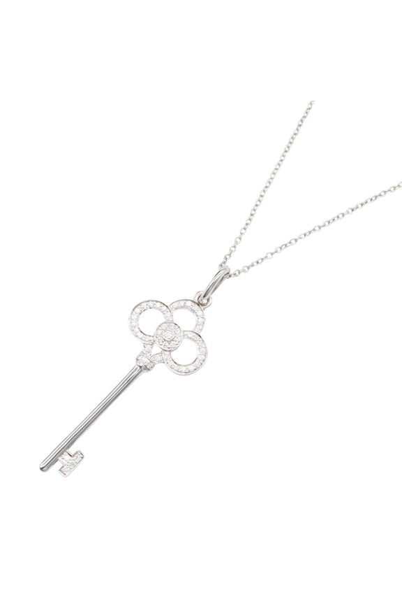 Pre-Owned Tiffany & Co. Crown Key Necklace, Diamond 18K White Gold (18KWG), Diamond, Women's,...
