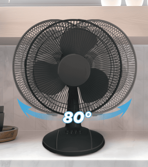 Mainstays 12-Inch Table Fan with Adjustable 3-Speed Settings and Oscillation, Black, FT30-8MBBV