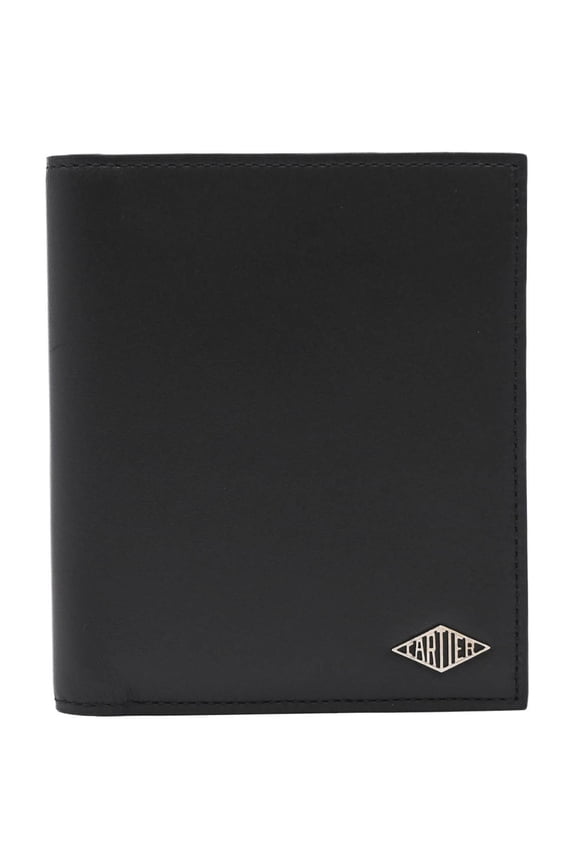 Pre-Owned Cartier Louis wallet, bifold pass case, leather, black, burgundy, red, men's