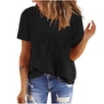 thumbnail image 1 of CHGBMOK Womens T-Shirts Mode Décontractée Manches Courtes Col Rond Plié Blouse Tailles S, 1 of 7