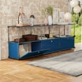 thumbnail image 6 of Raffle Pinker Metal Storage Cabinets with 3 Doors and Shelves Tall Steel Lockers Accent Storage Organizer for Living Room,Blue, 6 of 7