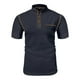 thumbnail image 2 of Blusa y camisa de cuello alto de manga corta para hombre, informal, de verano, a la moda, de color liso, con bolsillos y botones, blusa de cuello alto para hombre., 2 of 5