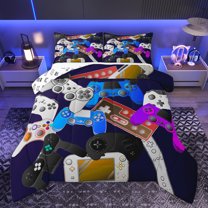 Manfei Modern Gamepad Lovers Full Size Comforter Sets,Game Gaming Bedding Comforter Set,Colorful Console Bedding Sets For Boys Kids,Ultra Soft Home Decor Reversible,3-Piece