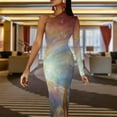 thumbnail image 2 of Robe Fendue Demi-Dleeve Galaxy Jupe d'Été Robe de Bal Vêtements pour Femmes, 2 of 4