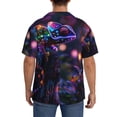 thumbnail image 3 of Pofeuu Glowing Chameleon Fantasy Art Print Mens Casual Short Sleeve Shirts Beach Summer Spread Collar Pocket Tops Men's Casual Short-sleeved Shirt-3X-Large, 3 of 5