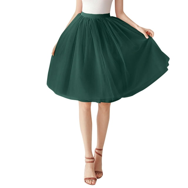Jupes pour Femmes Grande Jupe Tutu Jupon Court Robe de Bal Danse Soirée Vêtements d'Été pour Femmes Vert Taille Unique