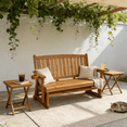 thumbnail image 6 of Fortune Candy Patio Glider, with Cup Holders, High Back and Deep Contoured Seat, Heavy Duty 800 lbs (Teak Tone, 3-Seater), 6 of 7
