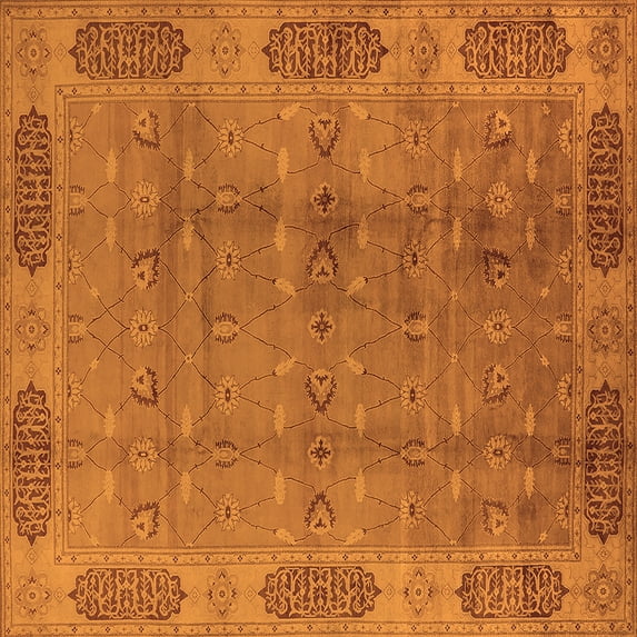Ahgly Company Indoor Square Oriental Orange Traditional Area Rugs, 7' Square