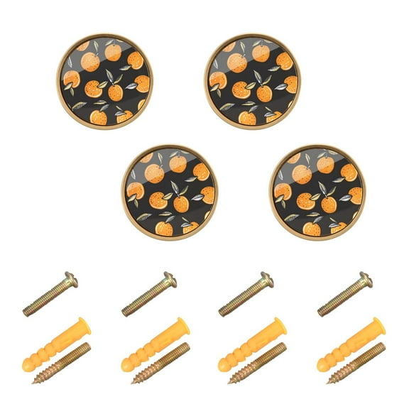 Kitchen Cabinet Knobs Hand Drawn Oranges Cabinet Handles Zinc 1.25 inch Diameter 4 Pcs