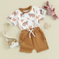 thumbnail image 6 of Douhoow Toddler Boy Easter Outfits Short Sleeve Bunny Carrot Print T-Shirt Elastic Waist Solid Shorts,2 Pieces Set,0-3 Years, 6 of 8