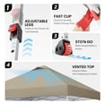 thumbnail image 4 of CROWN SHADES 10x10 Pop Up Canopy Tent with One Push Setup Easy Outdoor Sun Shade for Events, Parties, Camping Beige, 4 of 8