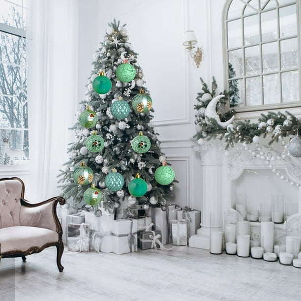 Juego de 12 bolas navideñas irrompibles de plástico de 2,36 pulgadas para decorar el árbol. Ideales para colgar en el árbol, en rojo, verde, dorado y plateado.