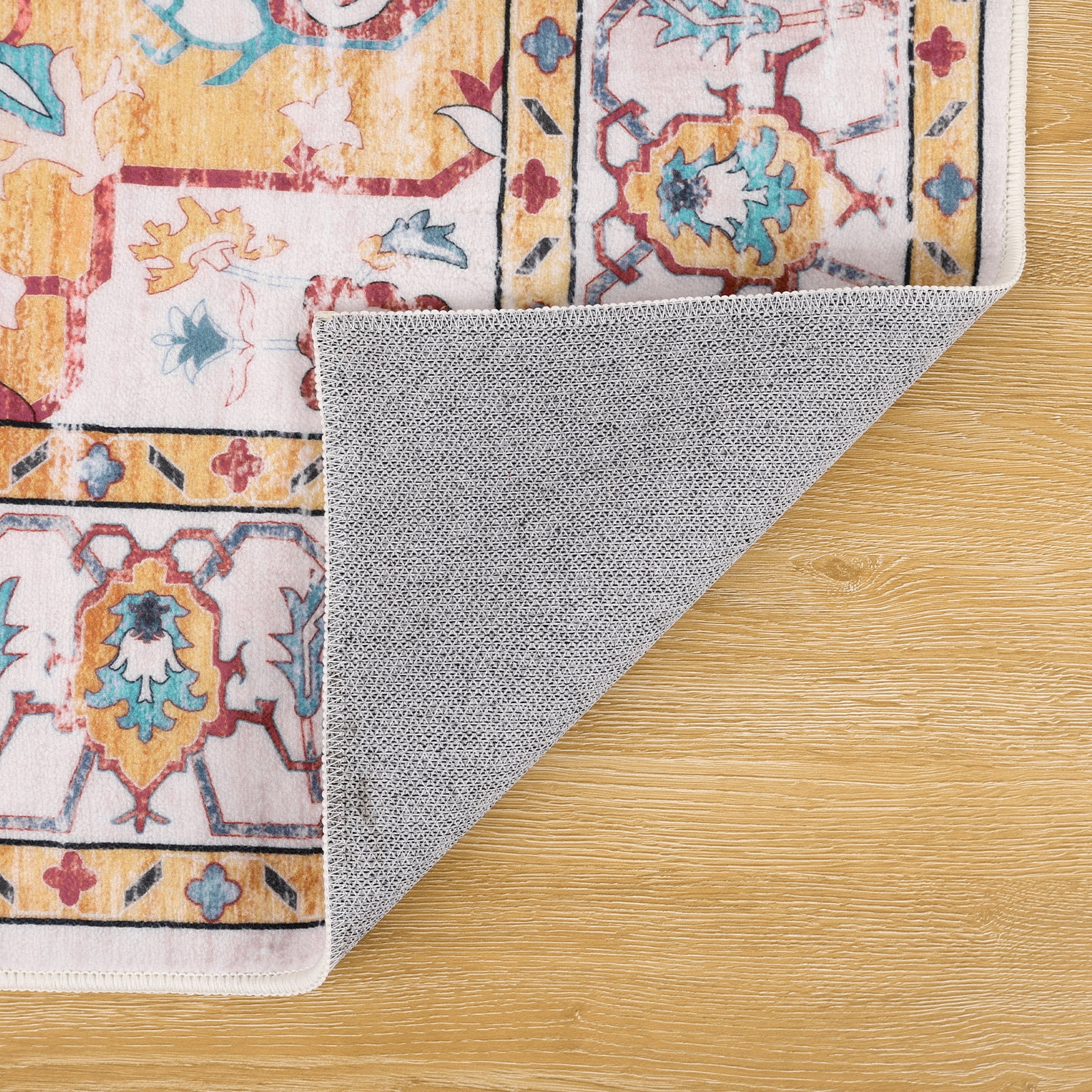 Ileading 8'x10' Boho Area Rug for Living Room, Non Slip Machine Washable Rugs Vintage Floor Carpet for Bedroom Dinning Room Kitchen, Red