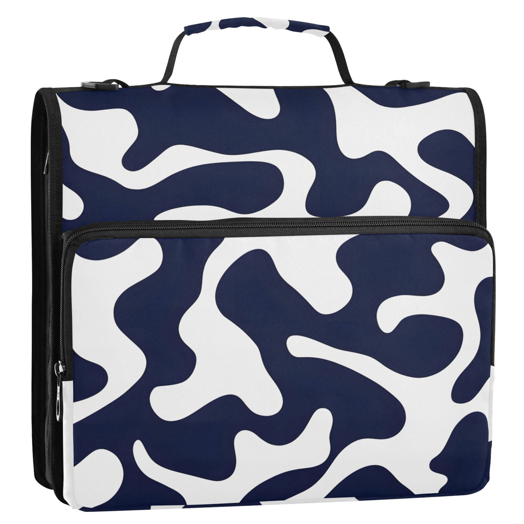 3 Ring Zipper Binder with Shoulder Strap Waterproof Trapper Keeper 2 Inch D-Ring 500 Sheets Capacity Dark Blue Spots