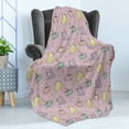 thumbnail image 4 of Tea Party Soft Flannel Fleece Throw Blanket, Polka Dots Background with Teapots Teacups Retro Cartoon Style, Cozy Plush for Indoor and Outdoor Use, 50" x 60", Pale Green Turquoise, by Ambesonne, 4 of 5
