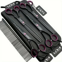 7.0-Inch Professional Dog Grooming  Set, Straight  & Thin  & Curved  & Thick  4-Piece Set (Including Comb)