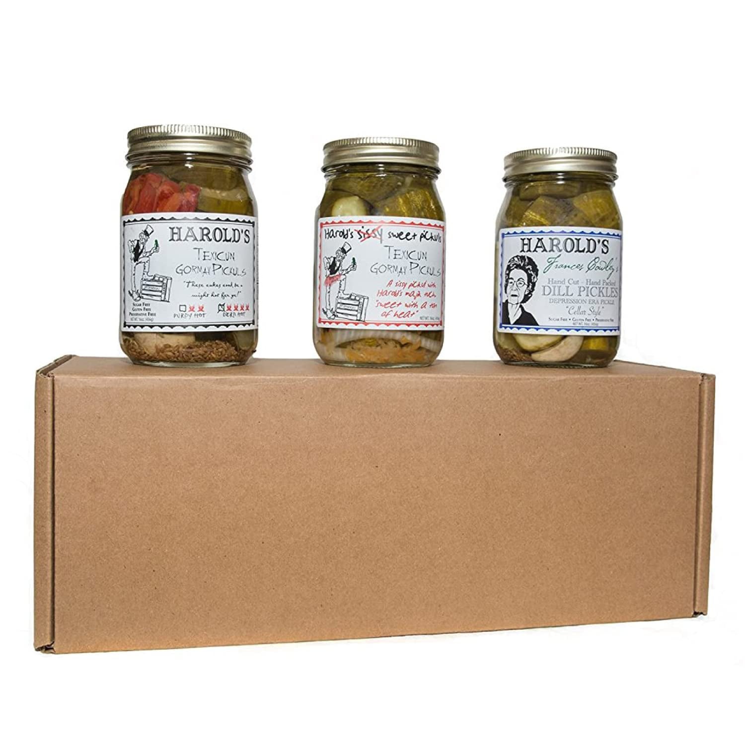 Harold’s Gourmet Gift Pickle Set (3 Jars, 16oz), Hot Dill Pickles
