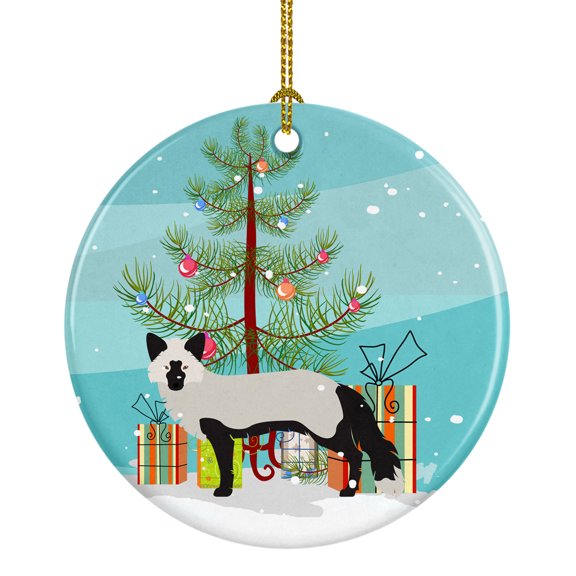 Silver Fox Christmas Ceramic Ornament