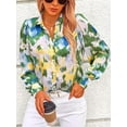 thumbnail image 5 of PRETTYGARDEN Women's Floral Blouses Dressy Casual V Neck Button Down Shirts Lantern Long Sleeve Boho Chiffon Spring Tops, 5 of 10