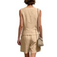 thumbnail image 4 of JULMCOMO Cotton Linen Sets for Women 2 Piece Button Down Deep V Neck Summer Tank Tops Wide Leg Trendy Shorts Matching Sets with Pockets Khaki M, 4 of 5