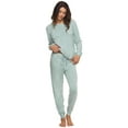 thumbnail image 2 of Felina | Taylor French Terry Lounge Set | Crewneck Top | Jogger Pants (Aqua Heather, Large), 2 of 4