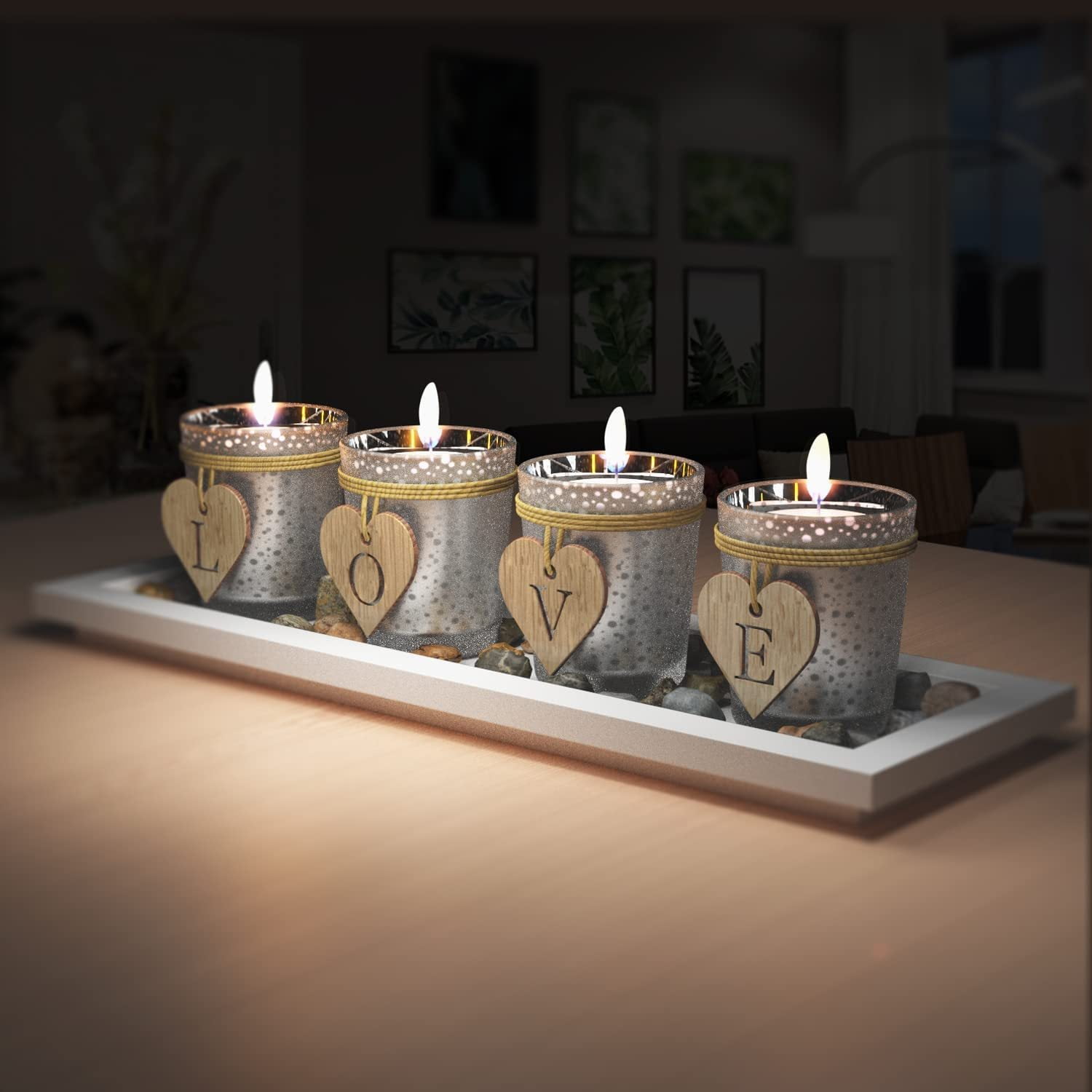 IIQ Candle Holder for Living Room Decor, Mercury Glass Candle Holders