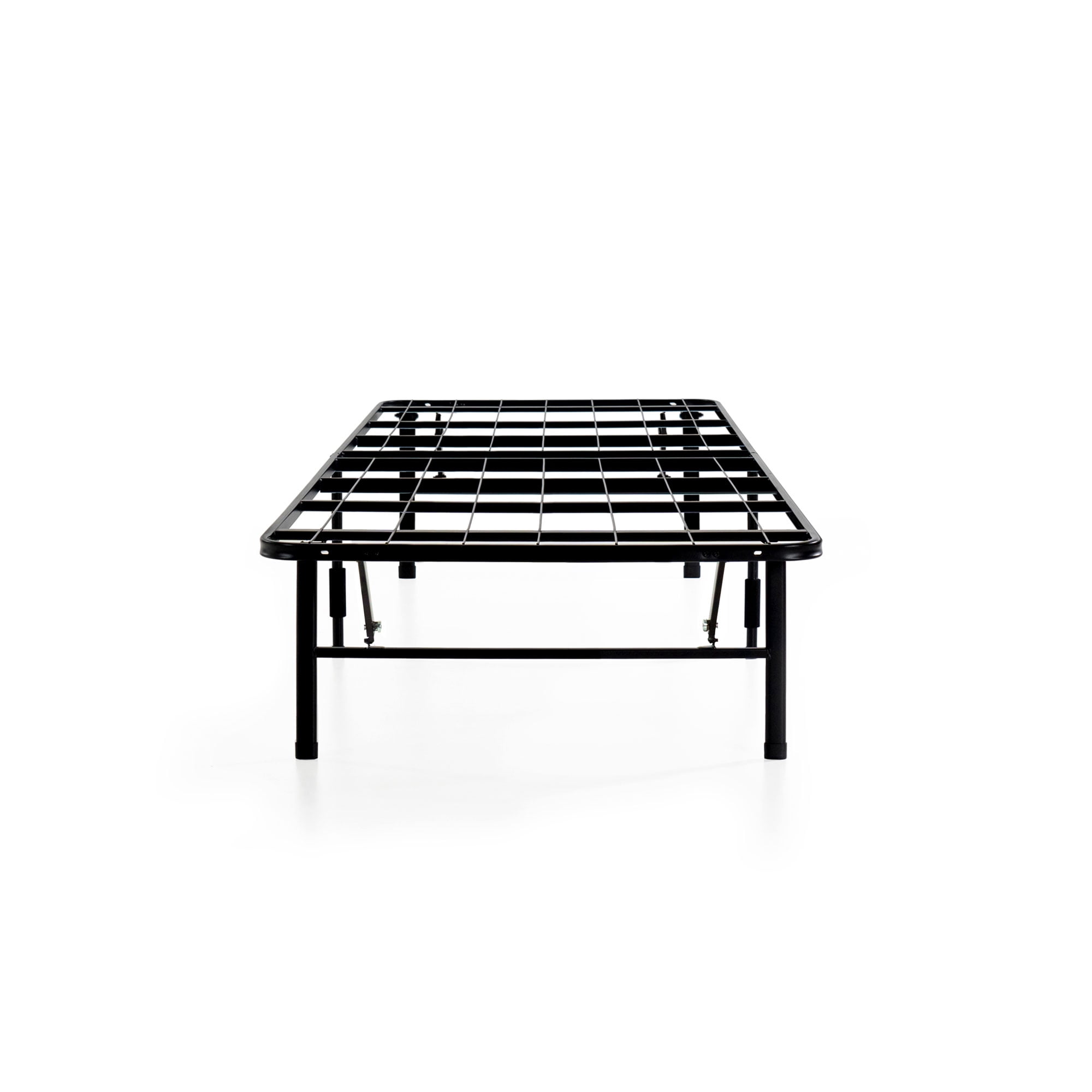 Mellow 14" Quickbase Bifold Metal Platform Bed Frame with Steel Slats, Black, Twin XL