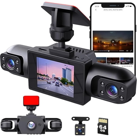 2026 New Full View Dash Cam Front and Rear Inside, 4 Channel Dashcam 1080P Full HD Dash Camera for Cars with Infrared Lamps Night Vision G-Sensor, Parking Mode (Upgraded Version（Four Sides）)