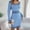 Light Blue, variant on Oplxuo Women's Colorblock Square Neck Pullover Sweater Dress, Casual Long Sleeve Cable Knit Elegant Bodycon Mini Dresses