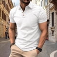 thumbnail image 2 of LWavelet Men's Short Sleeve Button Down Shirt, Knit Top with Contrast Trim for Breathable Summer Wear White 3XL, 2 of 5
