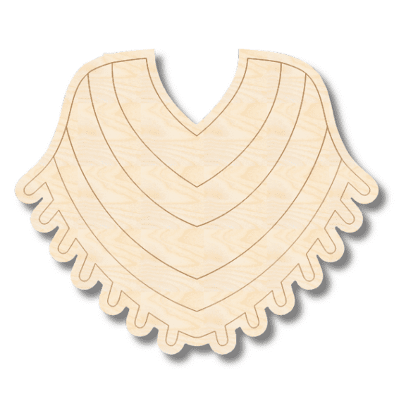 Unfinished Wood Etched Poncho Shape 16" / 1/8"