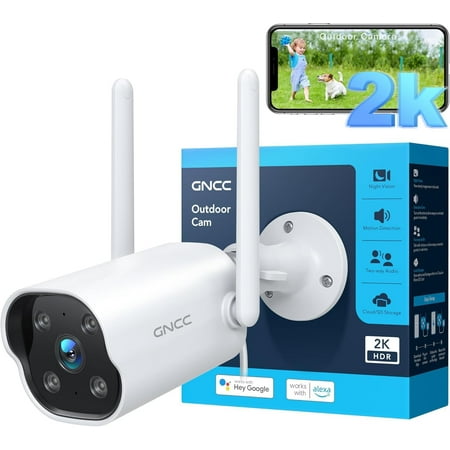 GNCC Wifi Outdoor Surveillance Cameras 2K ,PIR Motion Detection,Two-Way Audio, IP66 Waterproof & Night Vision